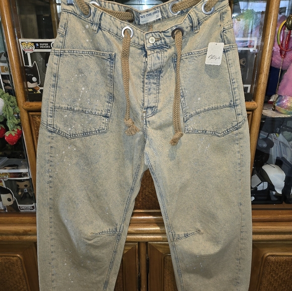 FREE PEOPLE MOXIE LOW SLUNG PULL ON BARREL JEANS COWBOY - Picture 9 of 10